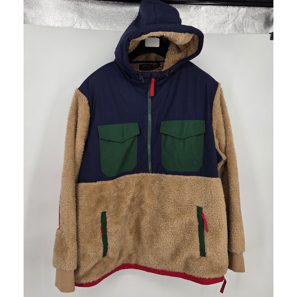 Polo Ralph Lauren Pile Fleece ColorBlock Hybrid 1/2 Zip Jacket Men's XXL Hooded - Picture 2 of 10